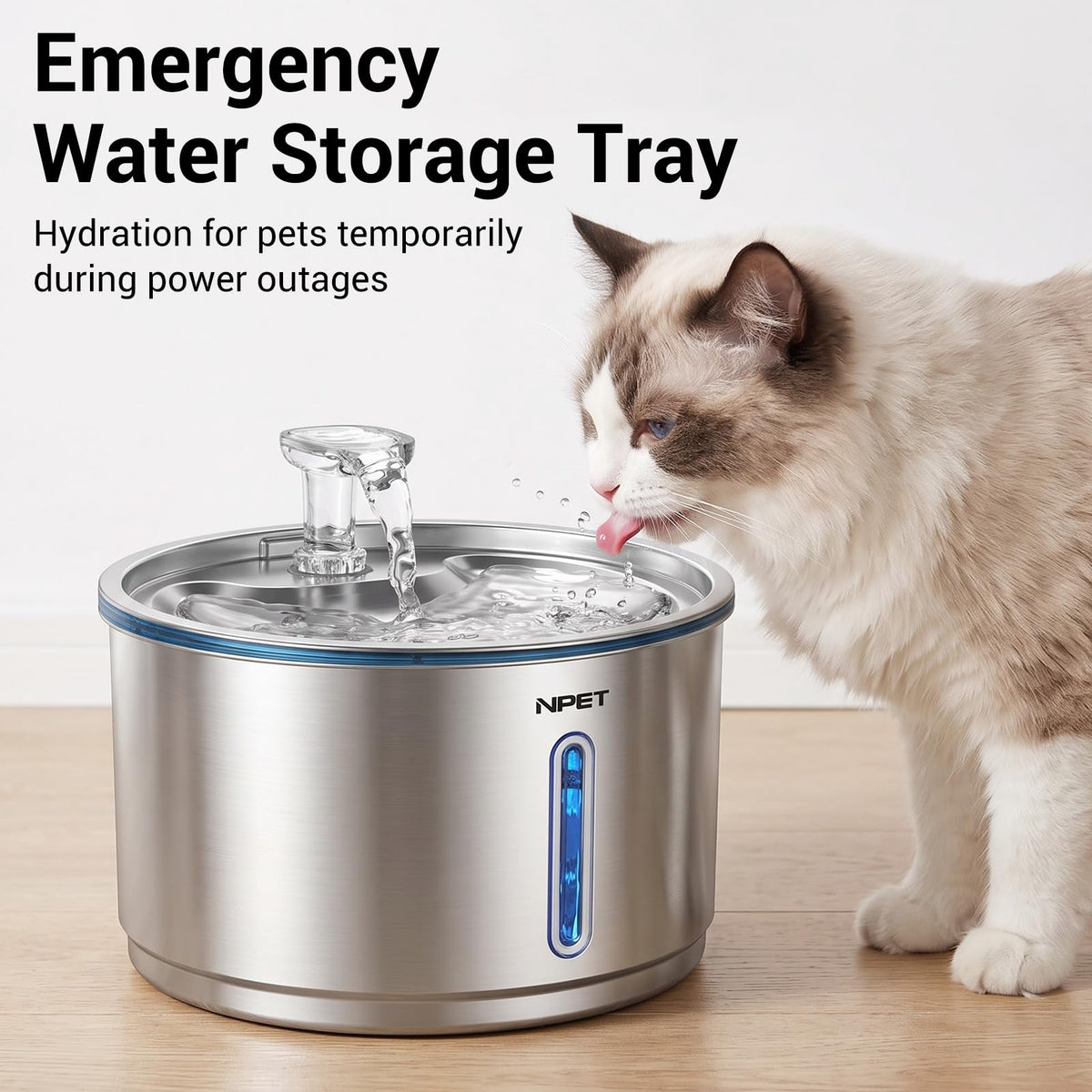 Stainless Steel Cat Water Fountain with 3 Replacement Filters