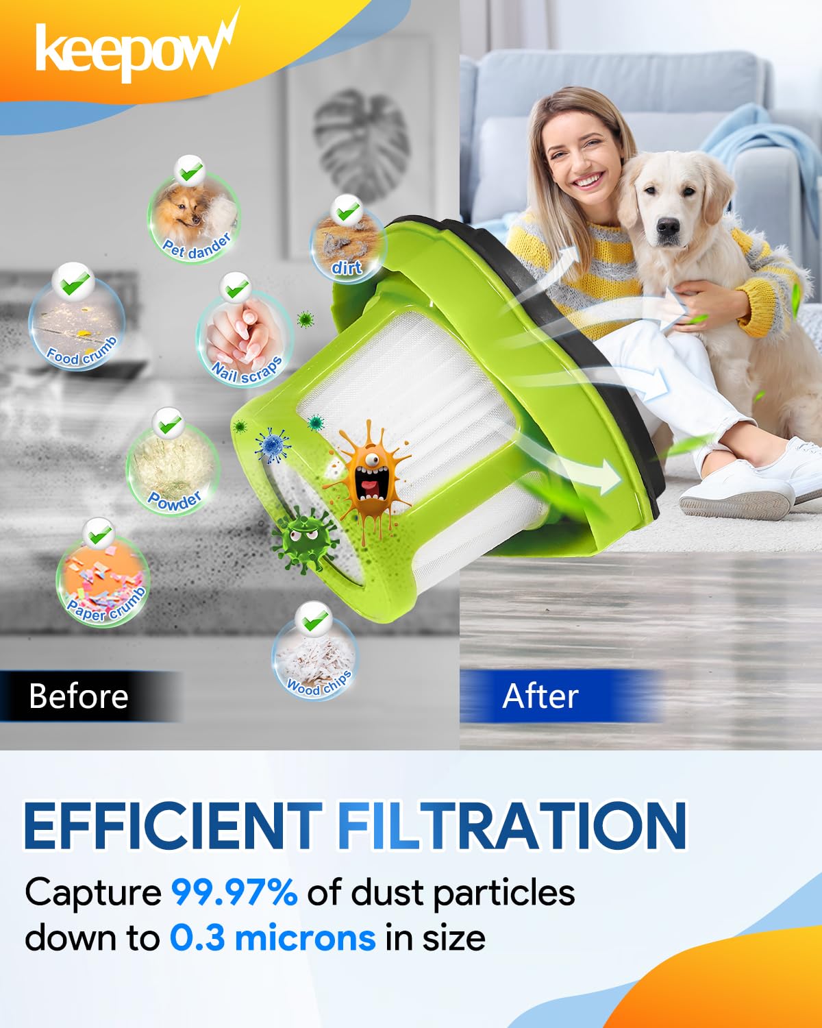 Pet Hair Eraser Vacuum Filter Replacement Compatible with Bissell (2 Pack / 2*filter)