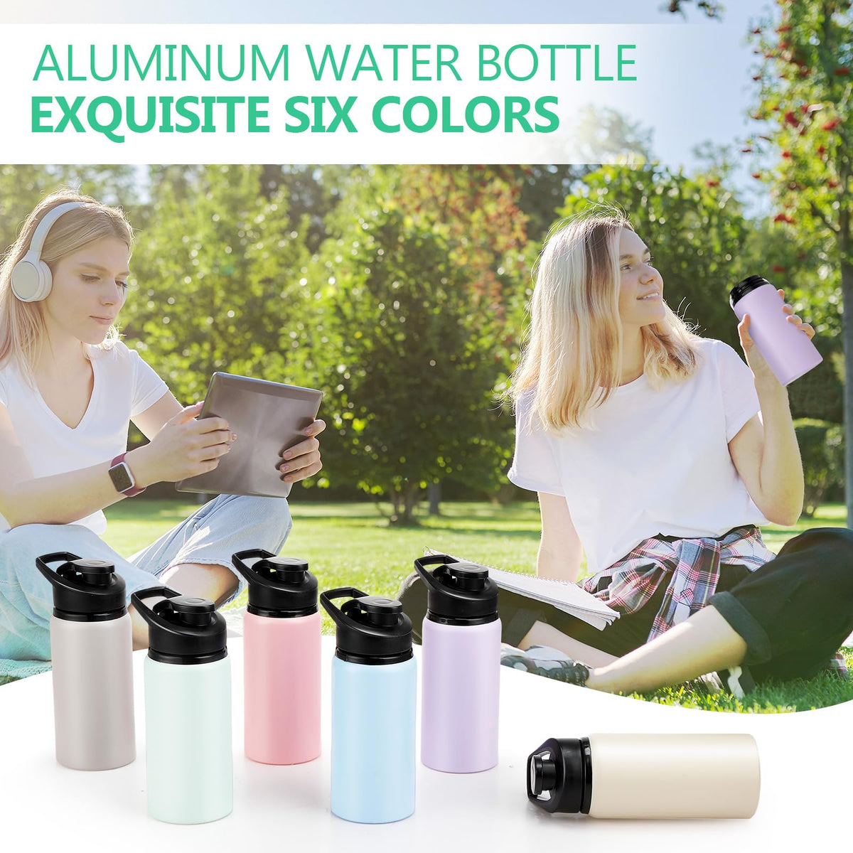 Aluminum Water Bottle Bulk (17 Ounces (Pack of 48) / Morandi Colors 14)