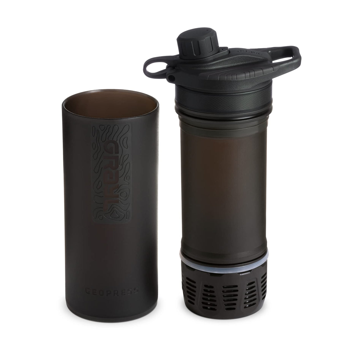 GeoPress 24 oz Water Purifier & Water Filter Bottle (Covert Black)