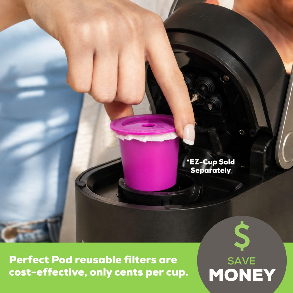 EZ Cup Paper Filters with Lid for Reusable Coffee Pods