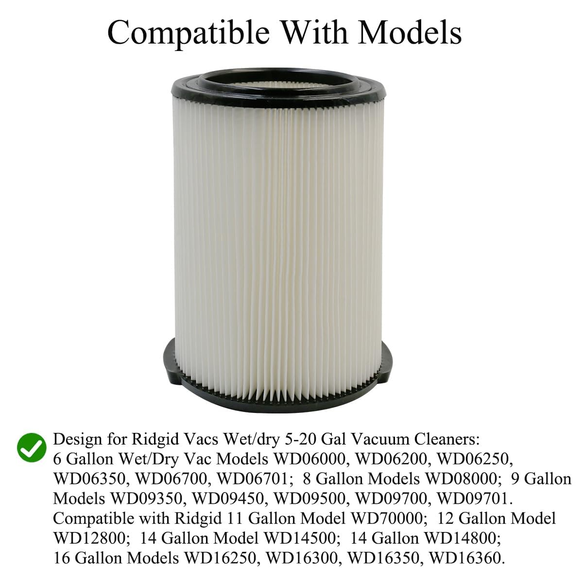 VF4000 Replacement Filters for Ridgid Shop Vac 72947 Wet (M 2 Pcs Filters & 4 Pcs Foam Sleeves / White VF4000)