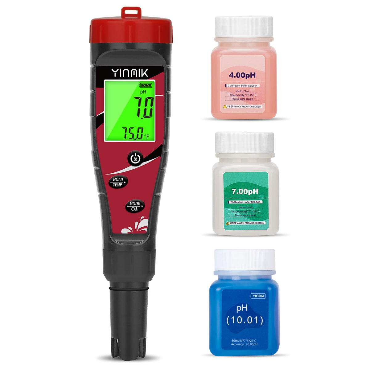Pool Chlorine pH Meter Digital Salt pH Tester for Salt Water Pool (Red Water Tester)