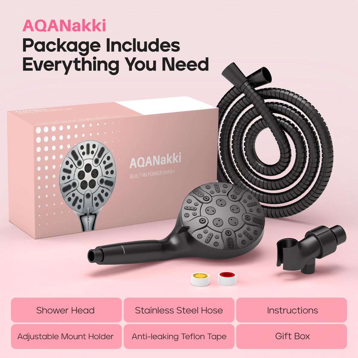 9 Settings Filtered Shower Head with Handheld (Matte Black)