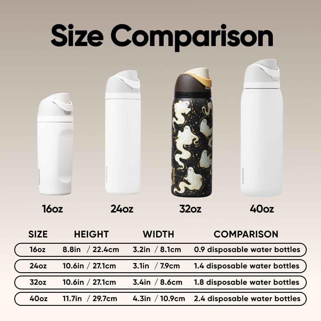 FreeSip Stainless Steel Water Bottle 32 oz Round We Ghost (Round We Ghost / 32 Ounces)