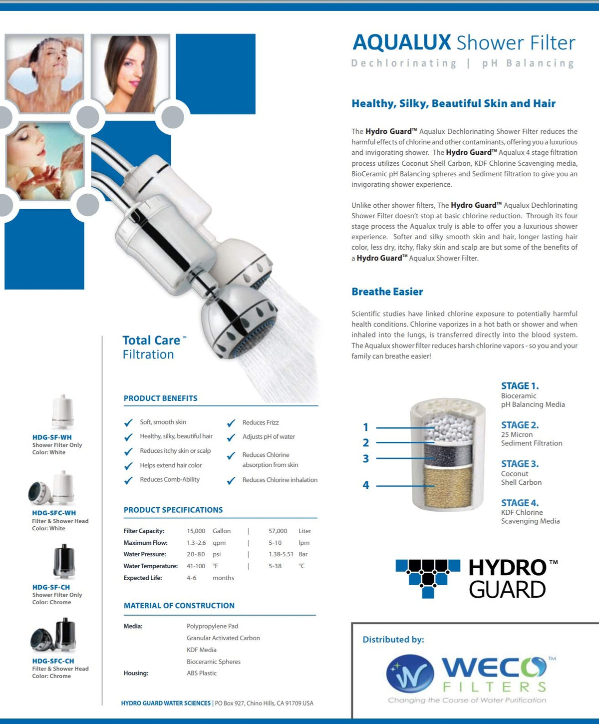 Hydro Guard™ Aqualux Dechlorinating Shower Filter Replacement Cartridge
