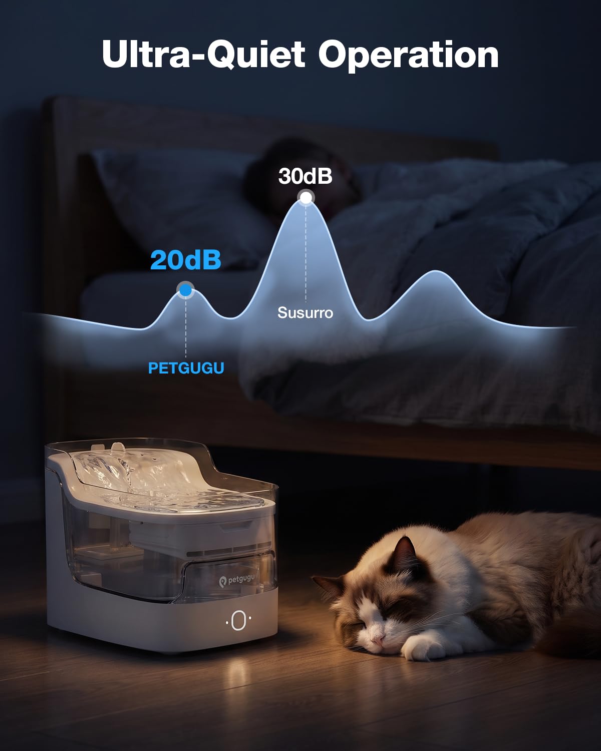 2L 68oz Cat Water Fountain Cordless Pump Pet Fountain for Small Dog (White)