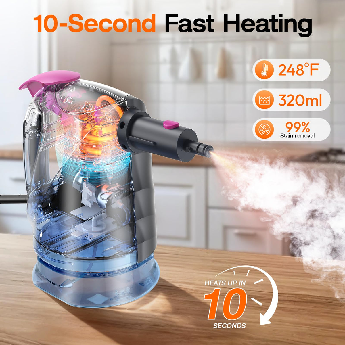 10-in-1 Steam Cleaner, Steam Mop with Detachable Handheld Steamer for Home (Mist Gray)