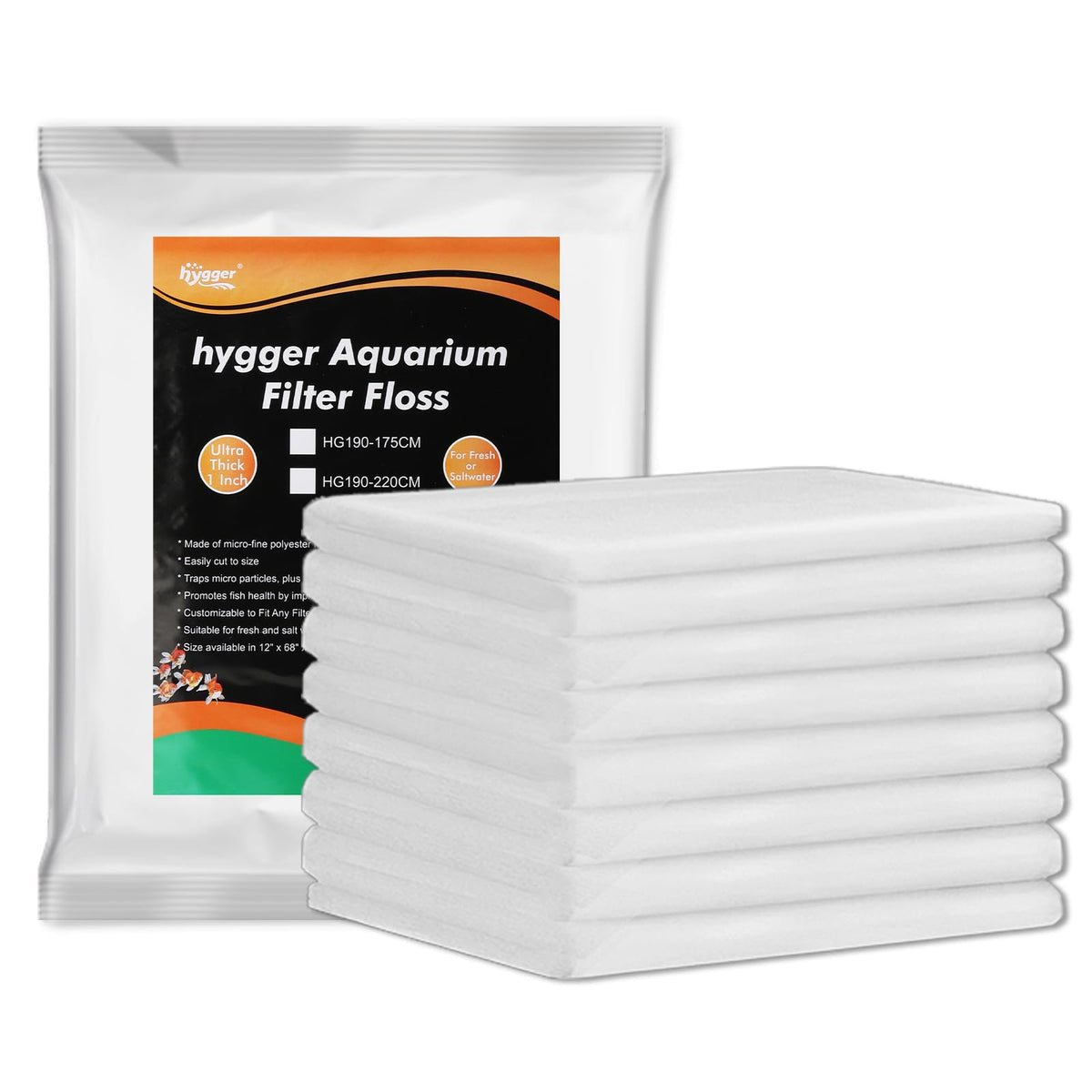 1'' Thick Aquarium Filter Floss 12"x 68" Poly Fiber Fish Tank Filter Media Water Polishing Filter Pad for Sump Canister Hang On Back Filter Cut to Size (12"x68")