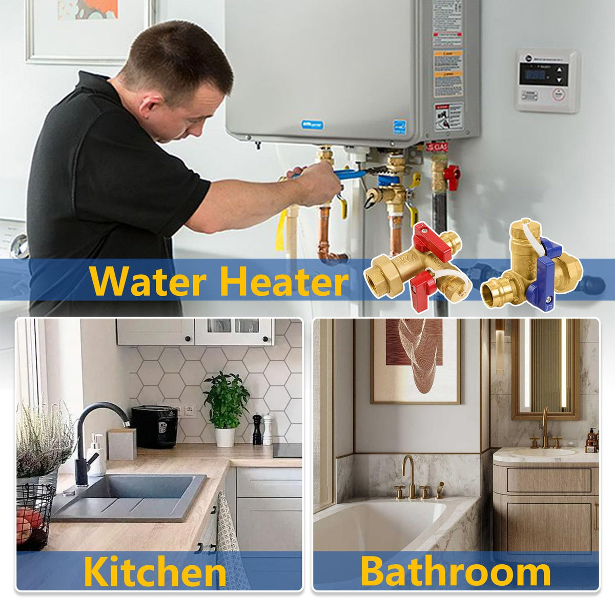 10Set GUOFIS Tankless Water Heater Service Valve Kit (Press)