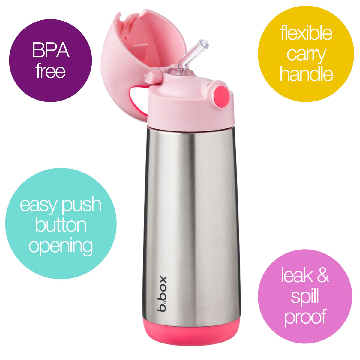Insulated Water Bottle for Kids (Flamingo Fizz / 16.9 Ounces)