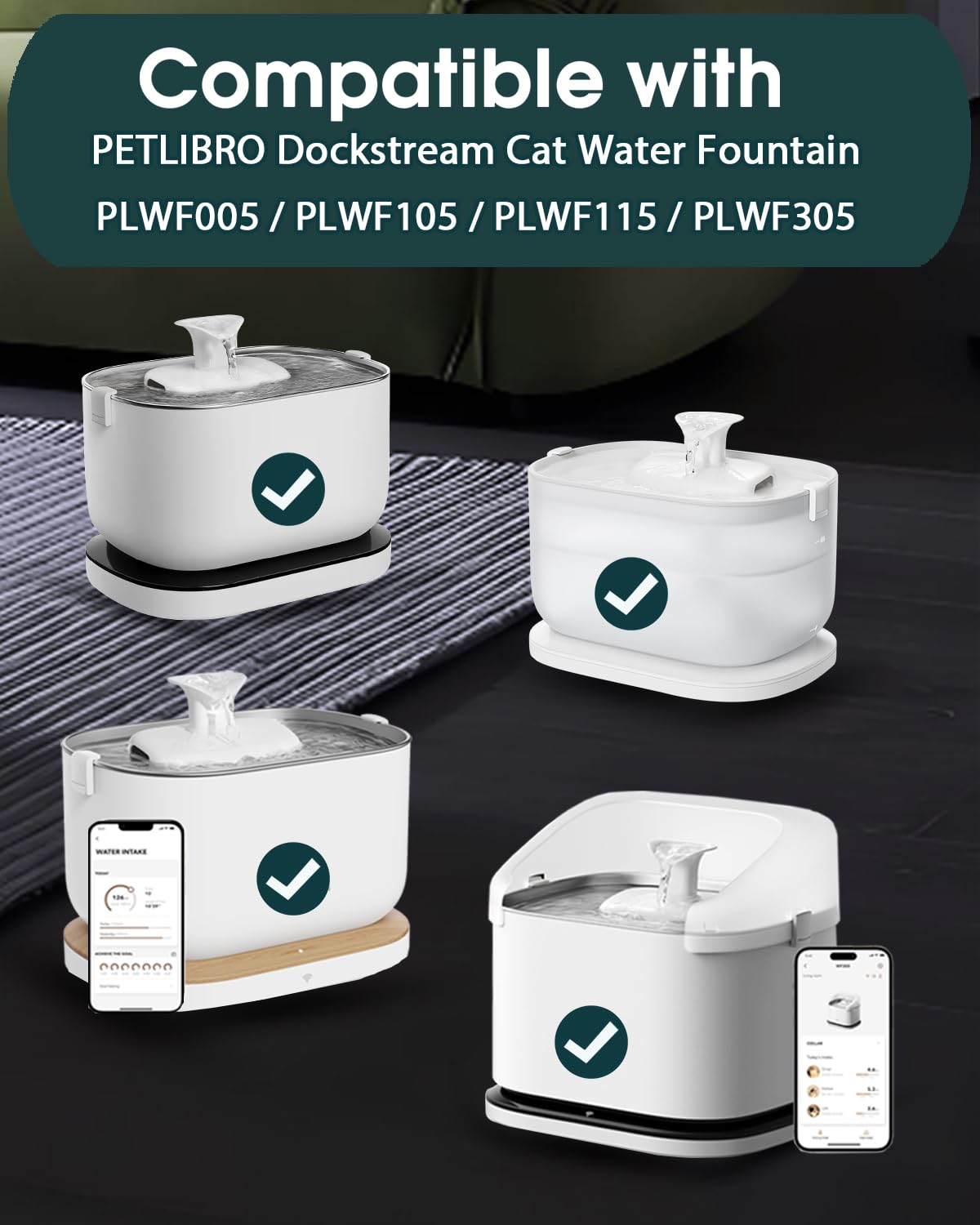 12 Pack Cat Water Fountain Filter fit Petli bro Dockstream Fountain PLWF005
