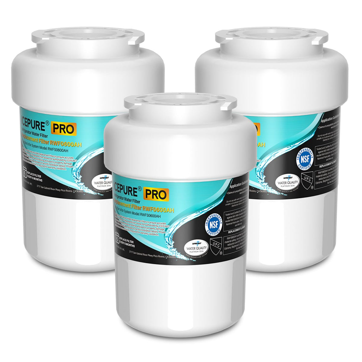 RWF0600A NSF401&53&42 Replacement for GE MWF (3 Count (Pack of 1) / PFOA&PFOS, Ibuprofen, Phenytoin Removal)