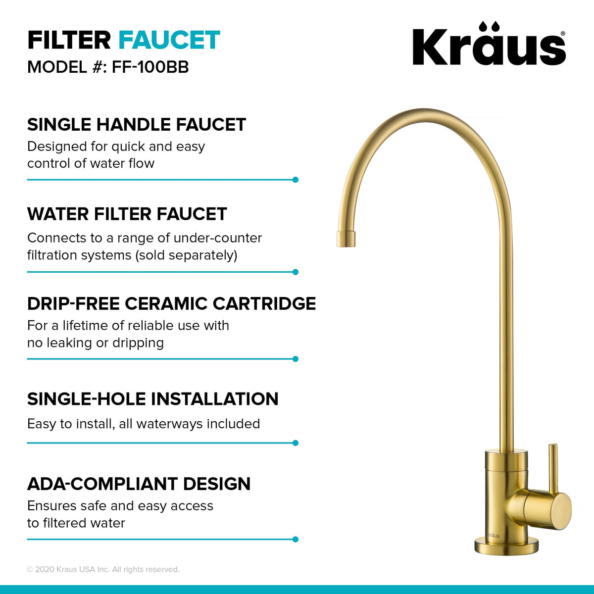 Purita 100% Lead (Brushed Brass / Filter Faucet)