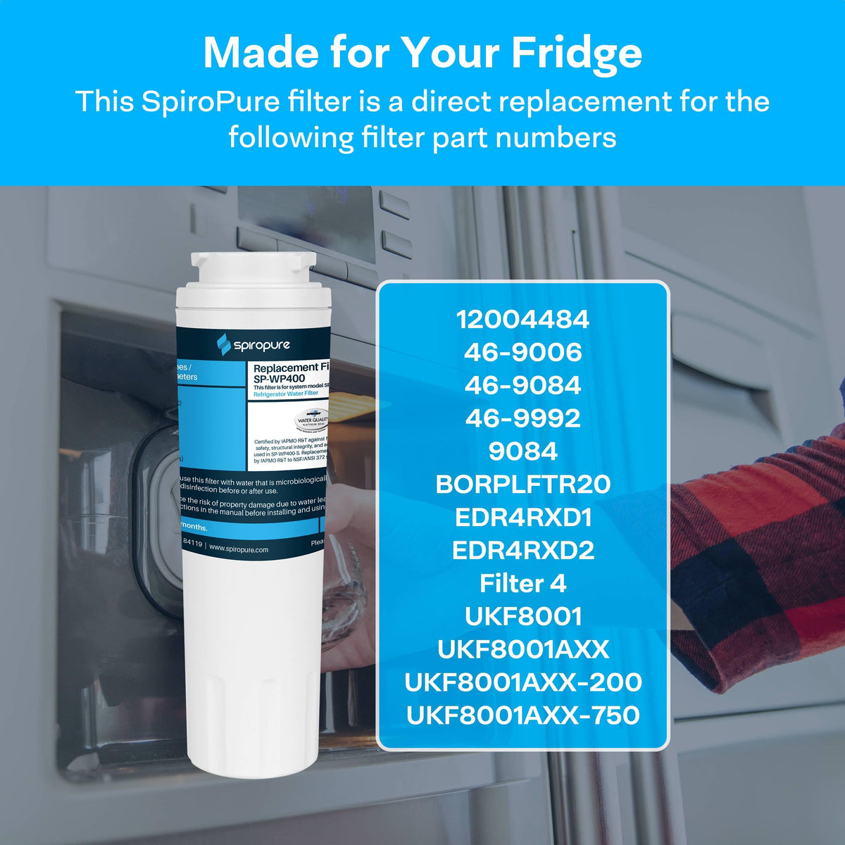 SP WP400 NSF Fridge Water Filter Compatible for EDR4RXD1 UKF8001