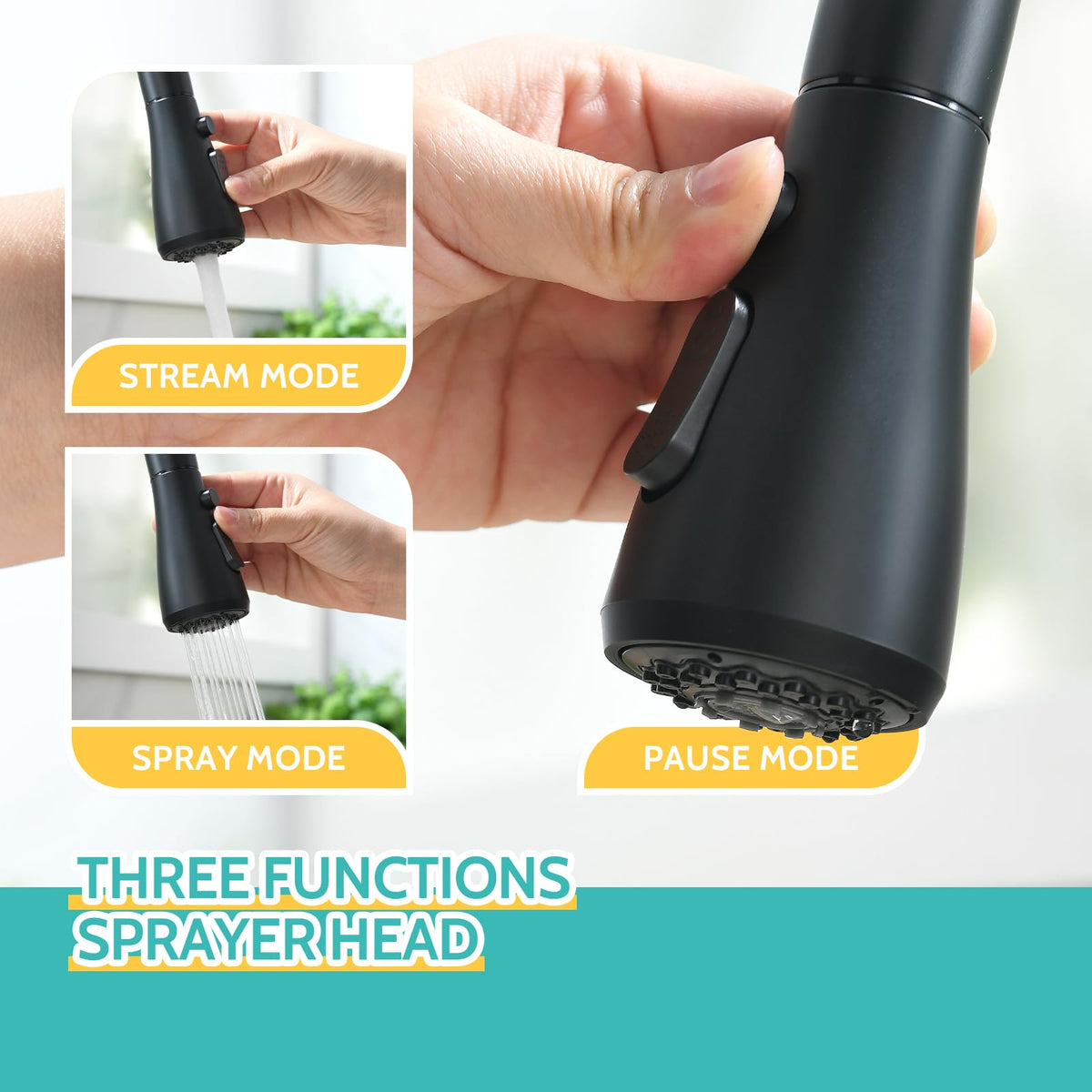 Black Touchless Kitchen Faucet with Pull Down Sprayer Single Handle (Matte Black)