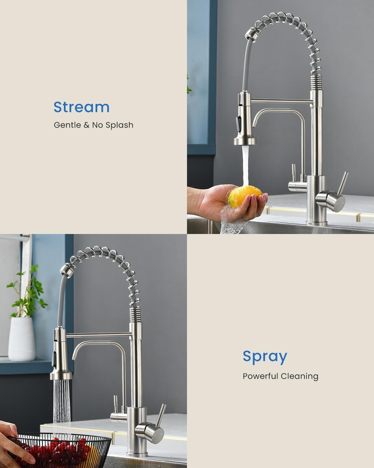 3 in 1 Kitchen Faucet with Water Filter Brushed Nickel (260-Brushed Nickel)