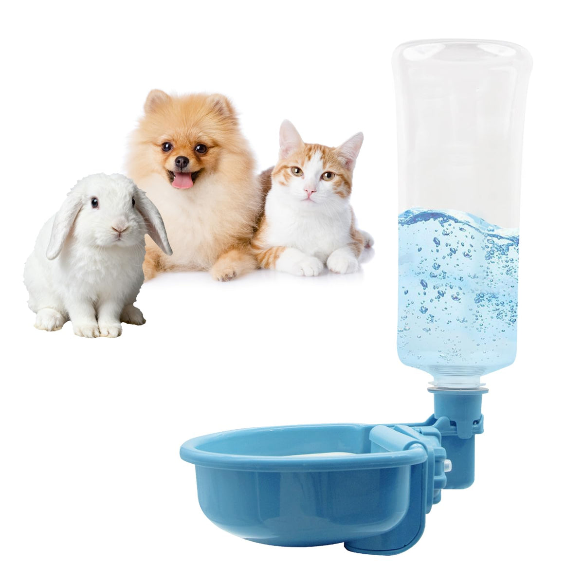 Anti Splash Pet Water Bowl for Crates (23oz / B-Blue)