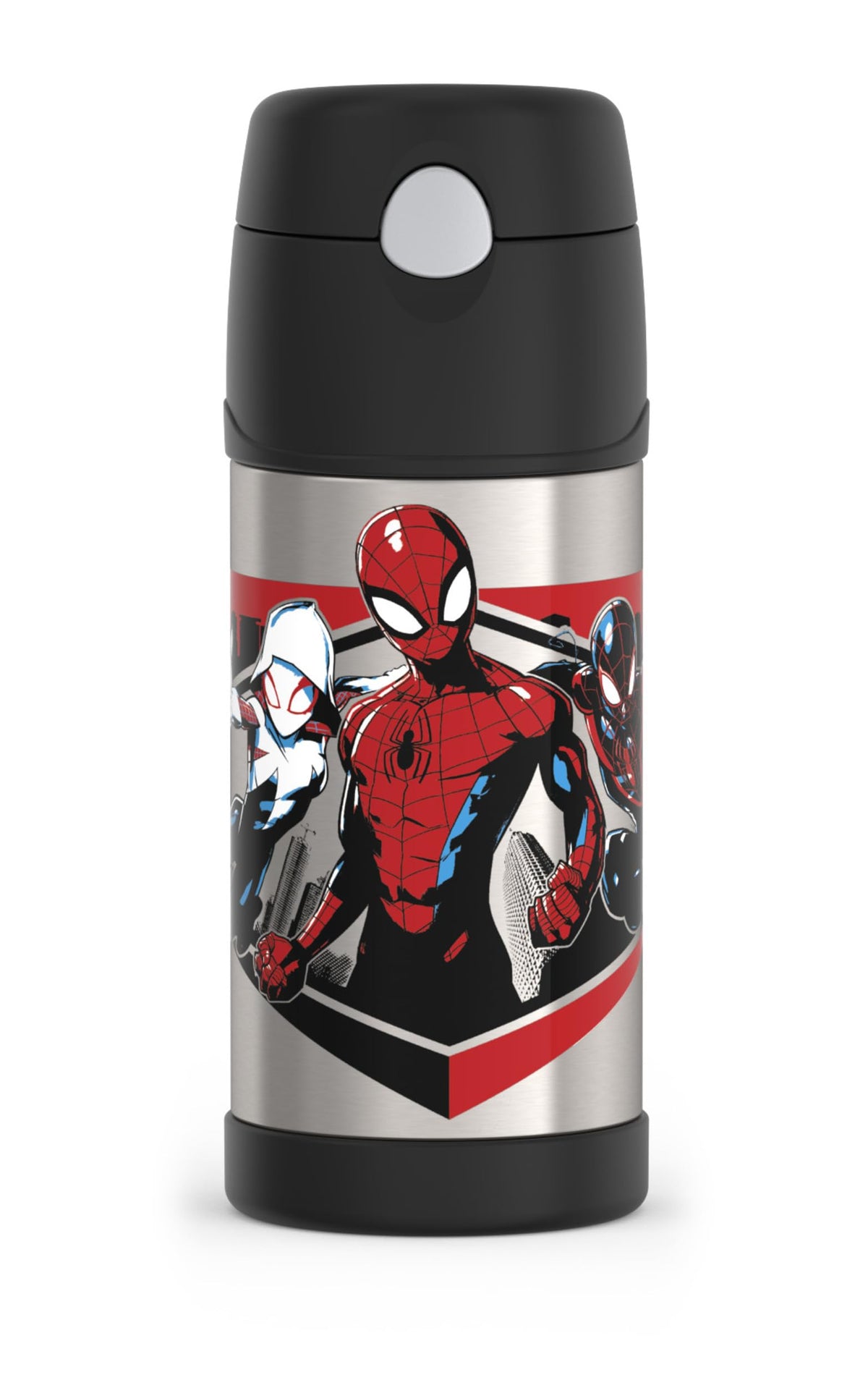 FUNTAINER Water Bottle with Straw (Spiderman / 12 Ounces)