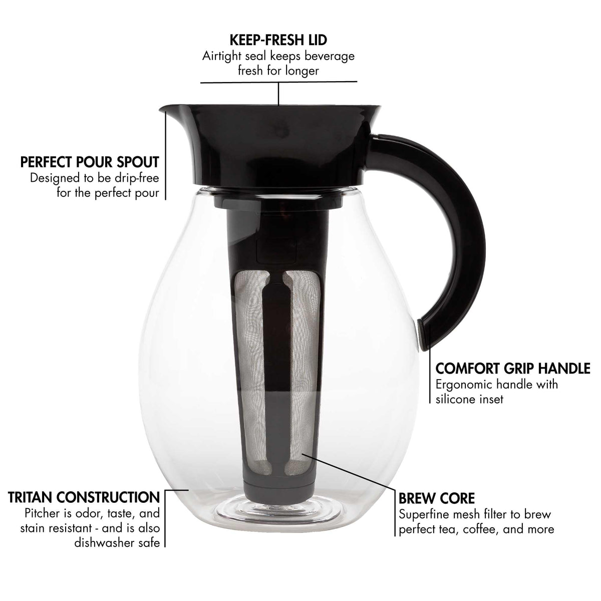 The Big Iced Tea Maker and Infuser (Black / 128 Ounces / Pitcher)
