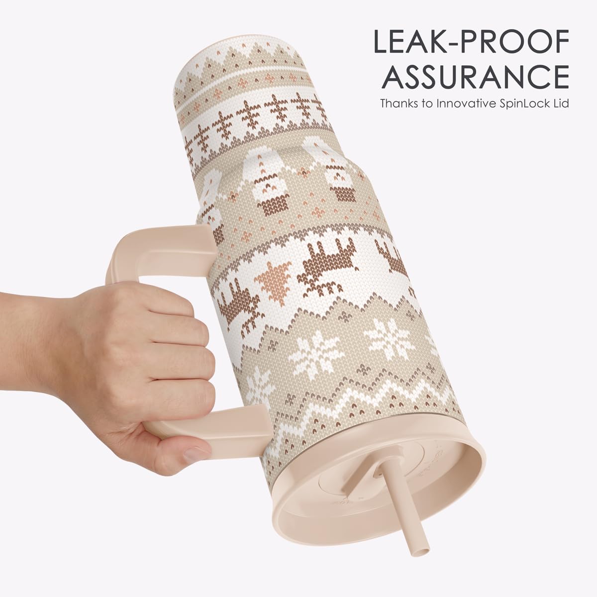 Holiday Season Stainless Steel Tumbler with Handle (Christmas)