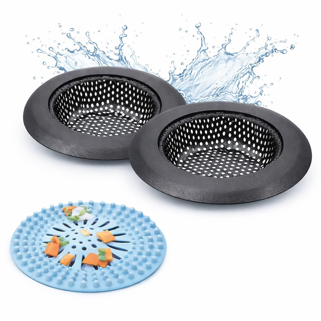 2 Pcs Sink Strainer for Most Kitchen Sink Drain Basket (Metal Black-2pack)