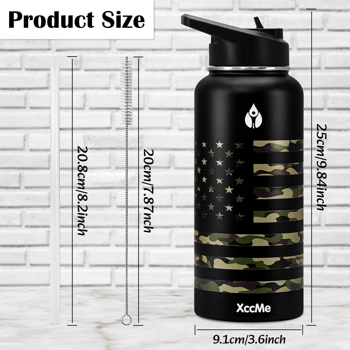 32oz Camouflage Stainless Steel Insulated Water Bottle for Man (Camouflage / 32 Ounces)