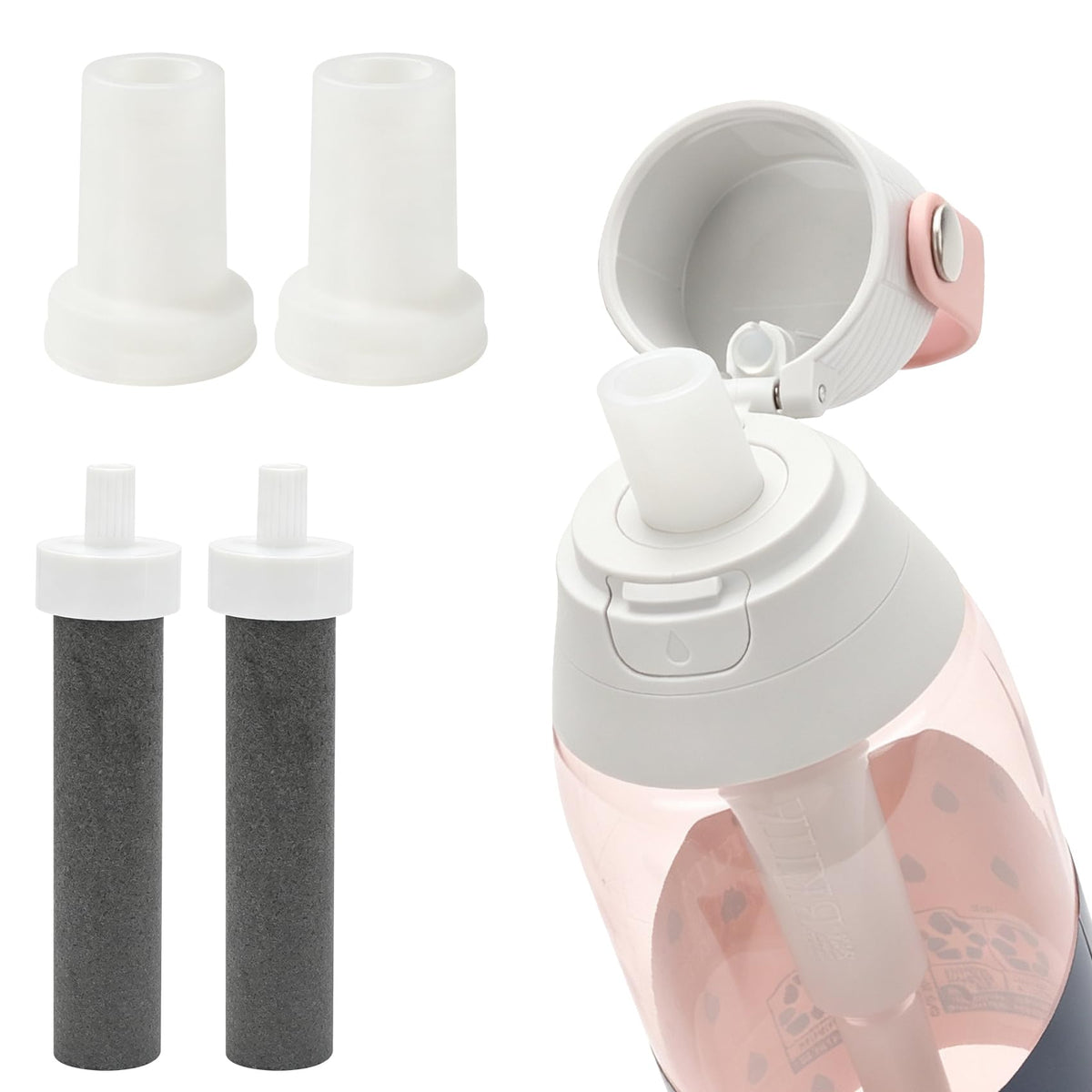 Bottle Filter Mouthpiece Replacement for Brita Water Bottle (2PCS mouthpiece+2PCS Filter)