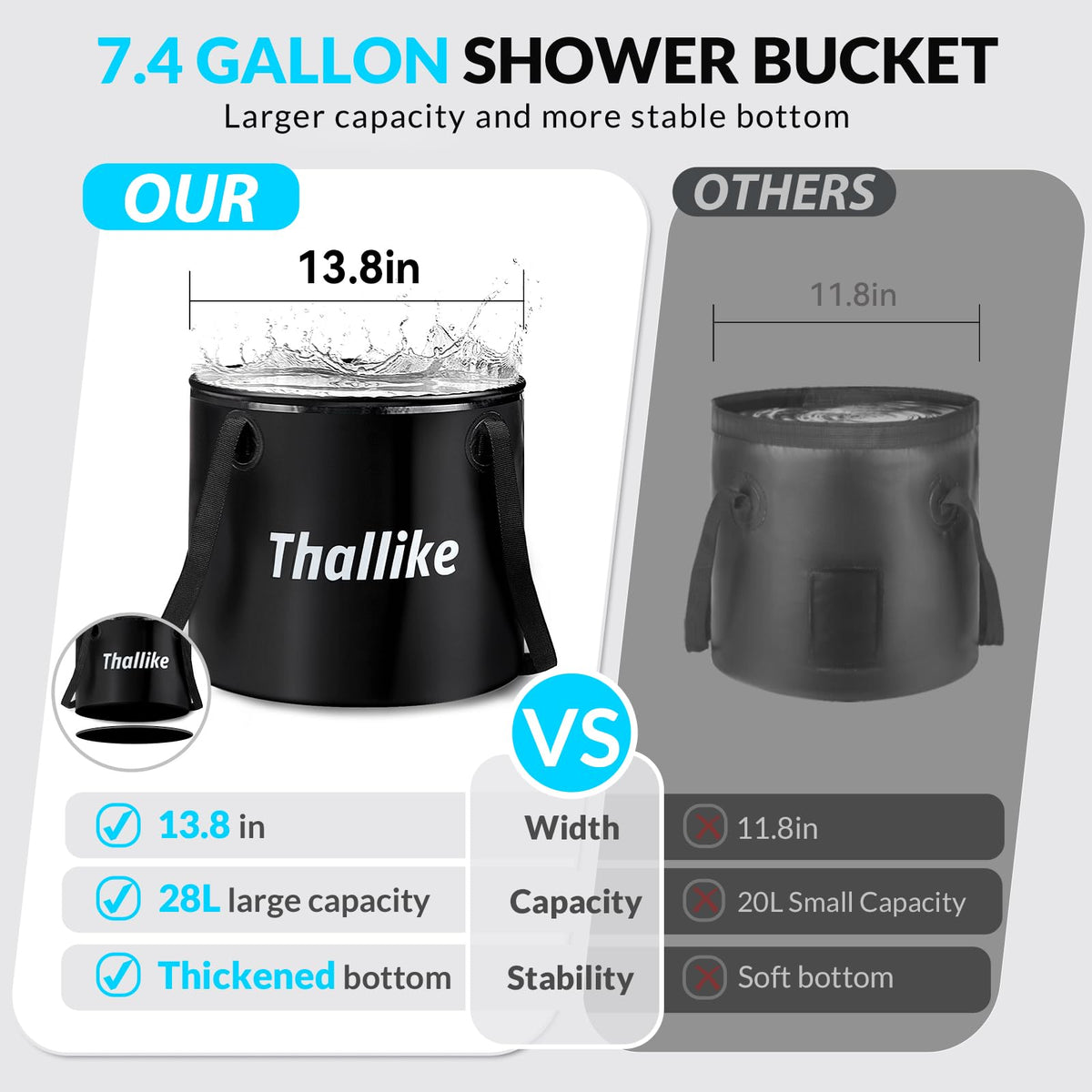 Upgraded Portable Shower with Heater (Grey Pump)