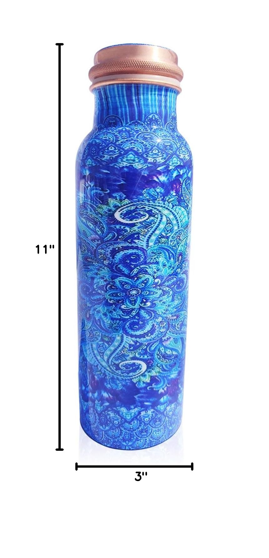 Pure Printed Copper Water Bottle (950 ml / Design 33)