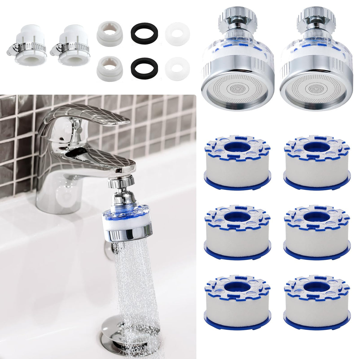 8 Pcs Sink Water Filter Faucet Set (A-8 Pcs)