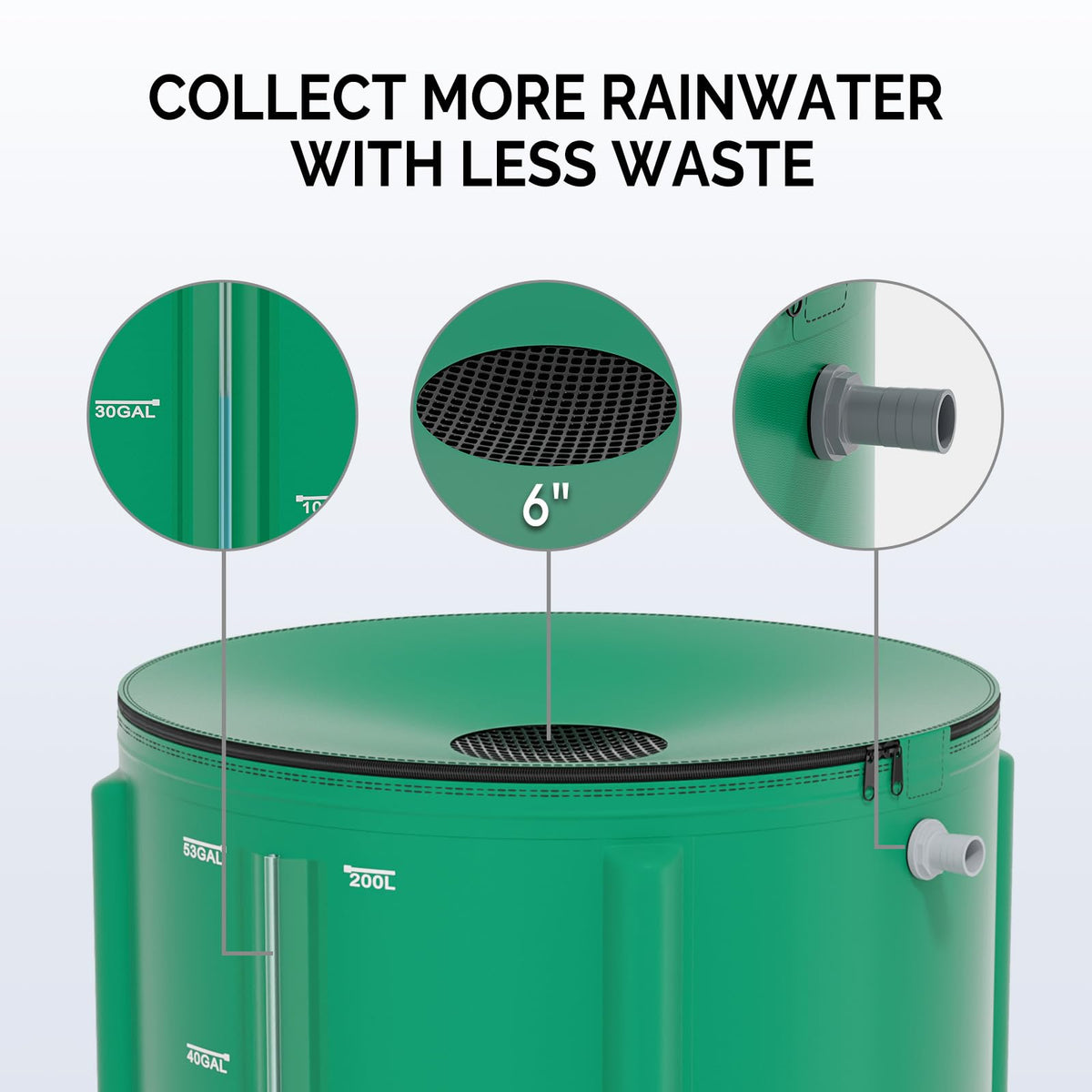 50 Gallon Collapsible Rain Barrel with Volume Mark (Green / 50 Gallon (with Volume Markings))