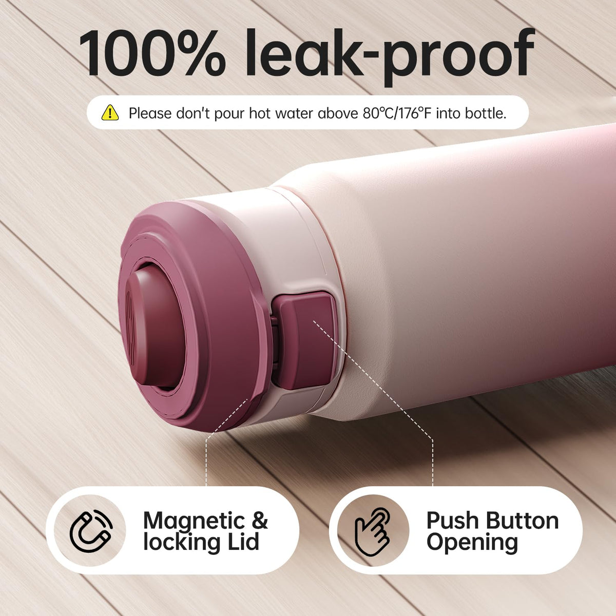 Insulated Magnetic Water Bottle (Blush Pink / 24 Ounces)