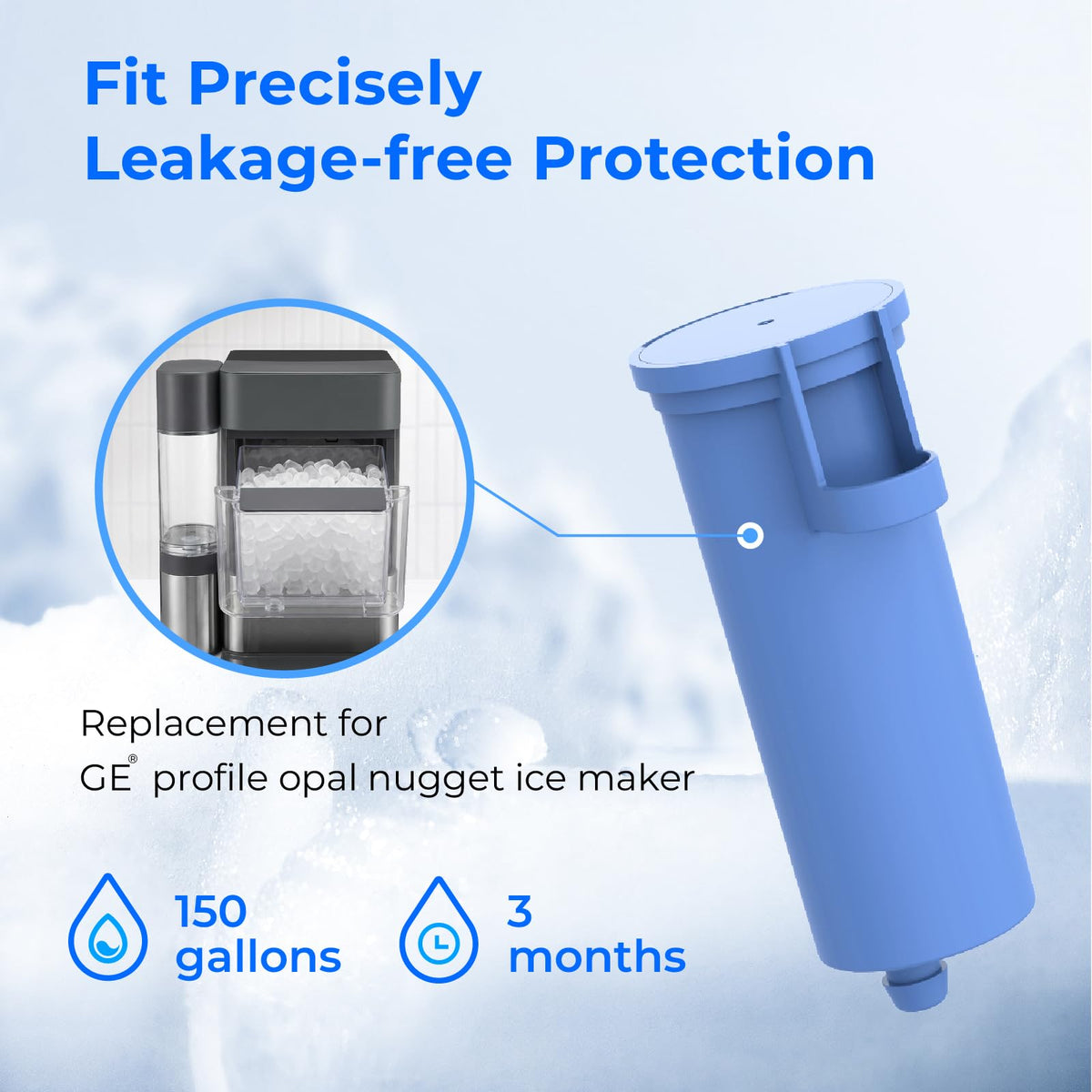C33 AS Water Filter Compatible with GE® Opal Ice Maker (Blue)