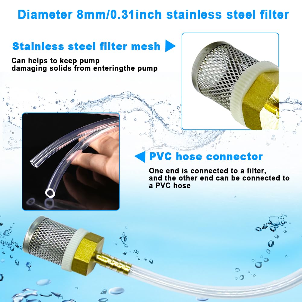 Stainless steel filter copper tube joint 8mm diameter hose connection (Diameter 8MM)