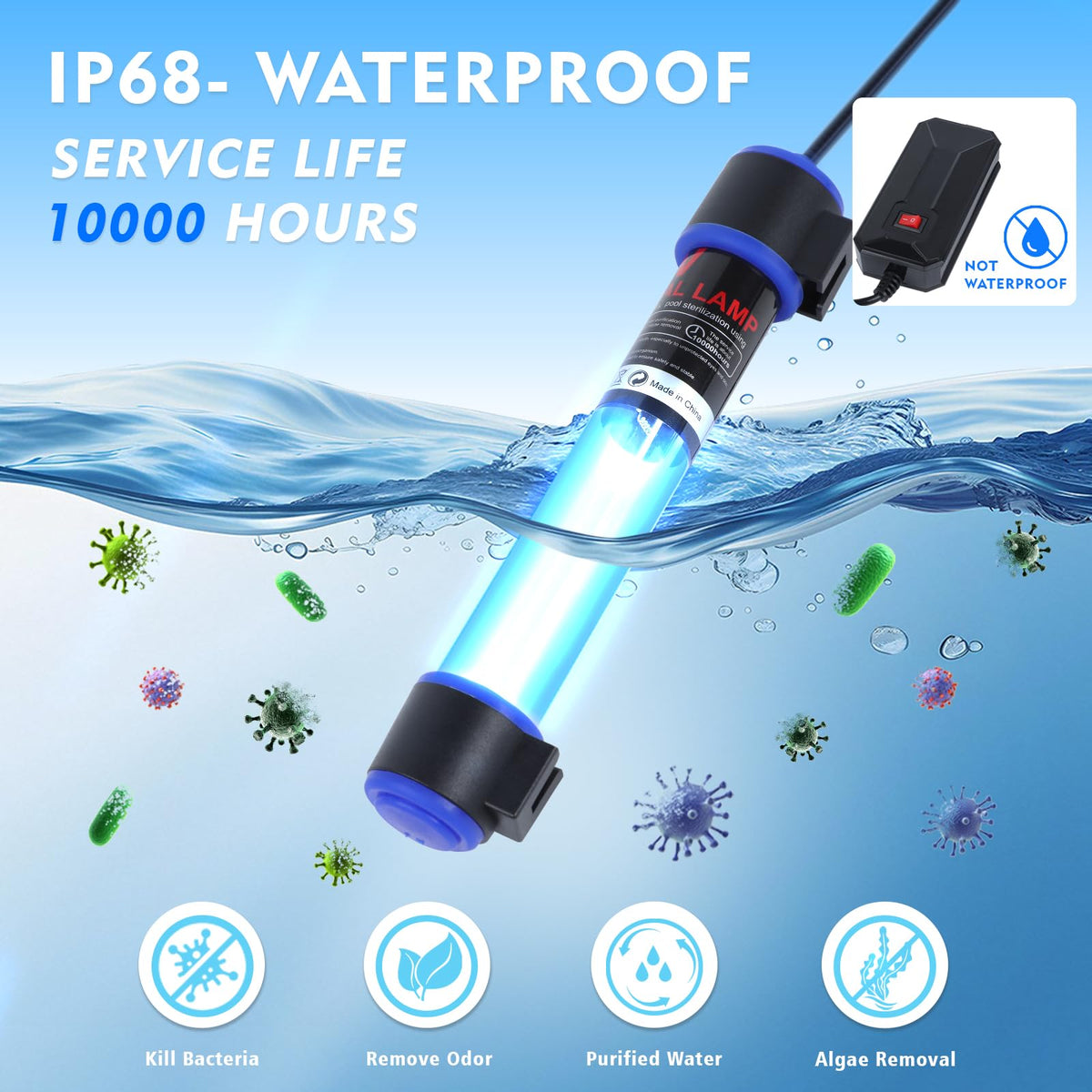 7W UVC Aquarium Light for Fish Tank & Pond Waterproof UV Clarifier (Switch / Switch 7w)