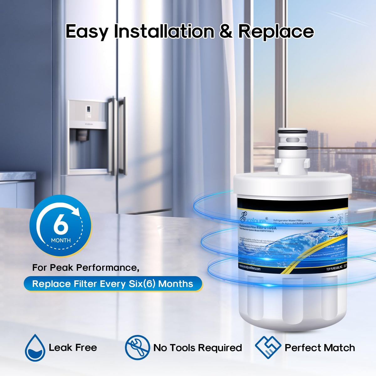 RWF0100A Water Filter Replacement for LG LT500P 5231JA2002A 1PACK (1 Count (Pack of 1))