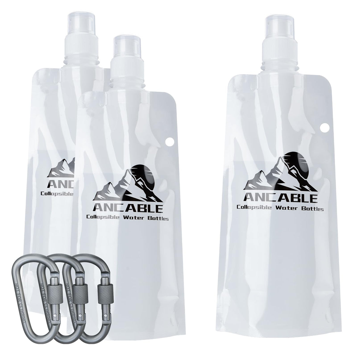 17oz Collapsible Water Bottles (17 Ounces / White x 3)