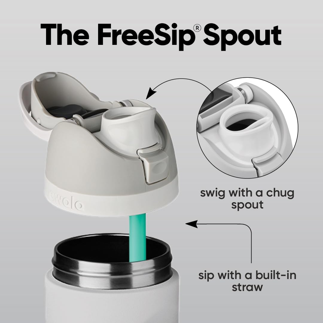 FreeSip Kids Stainless Steel Water Bottle 16 oz Shy Marshmallow (Shy Marshmallow / 16 Ounces)