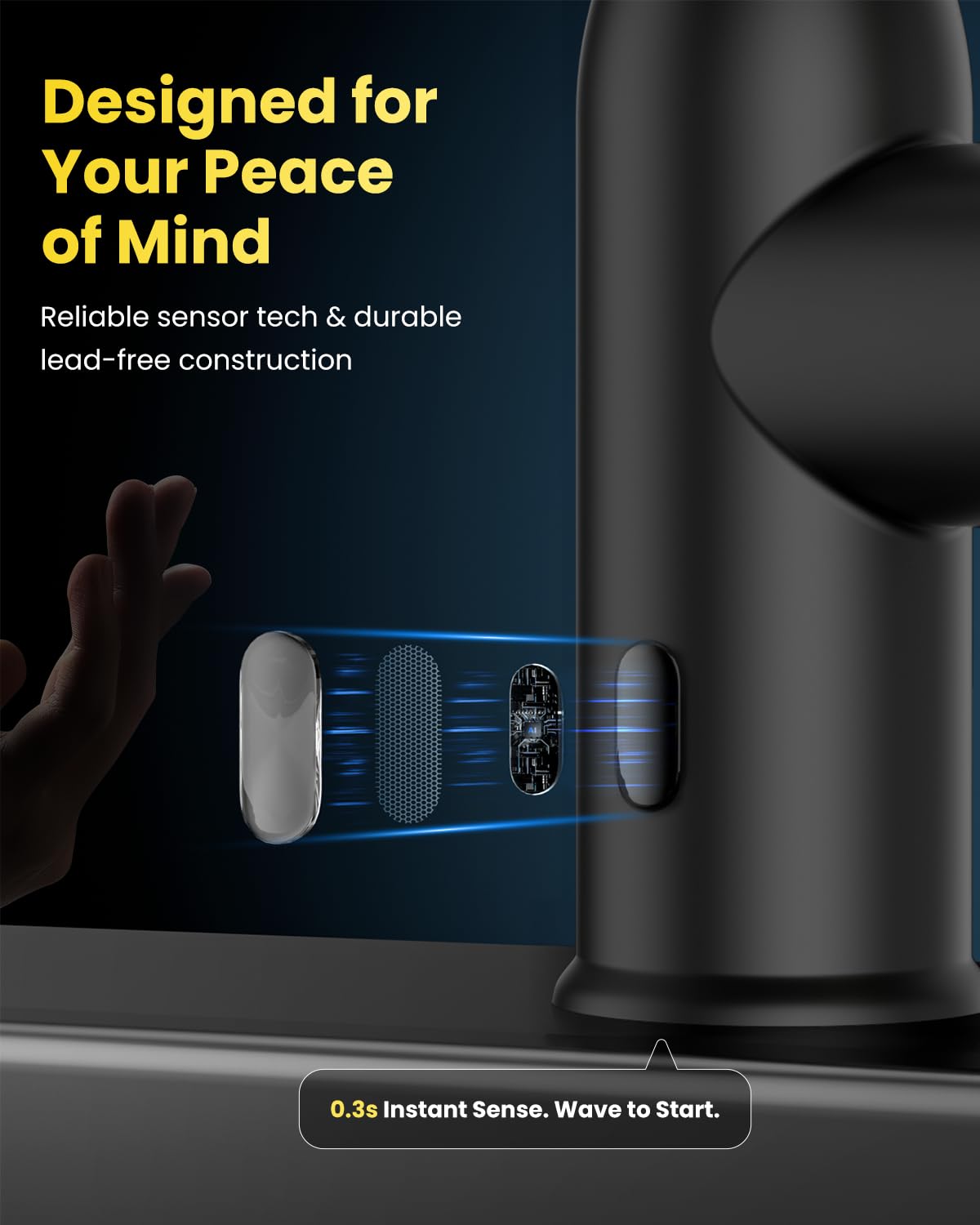 Black and Gold Touchless Kitchen Faucet with Soap Dispenser (Smart Black & Gold)