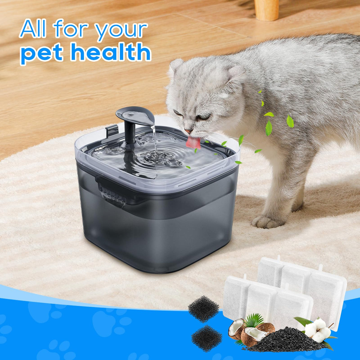 6+6 PCS Cat Water Fountain Filter Compatible with Petory 74oz