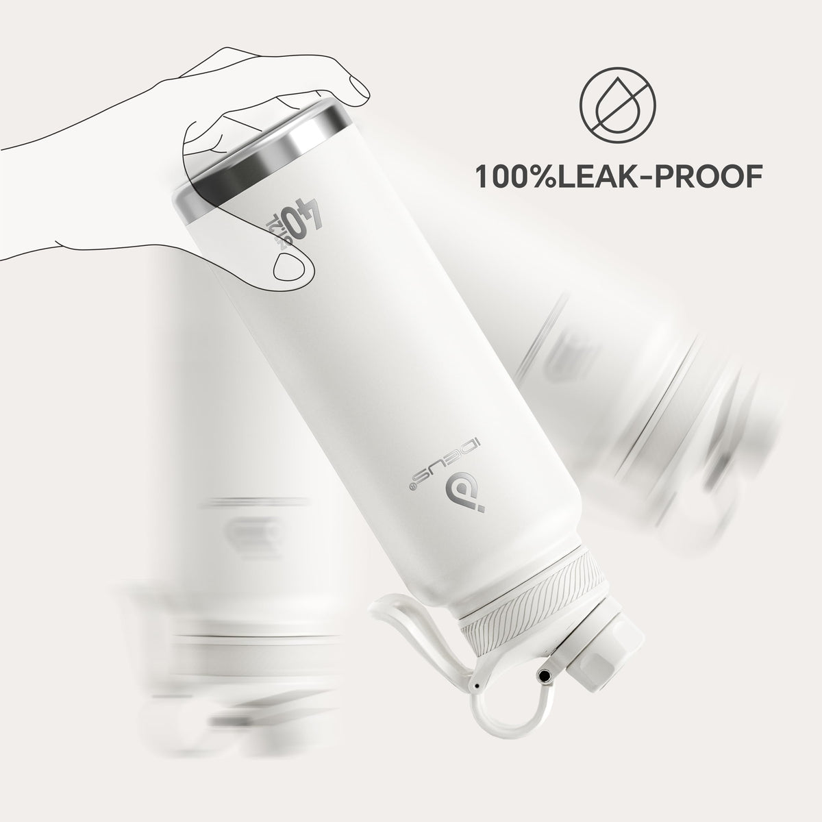 40 oz Insulated Water Bottle with 2 Leak (White / 40 Ounces)