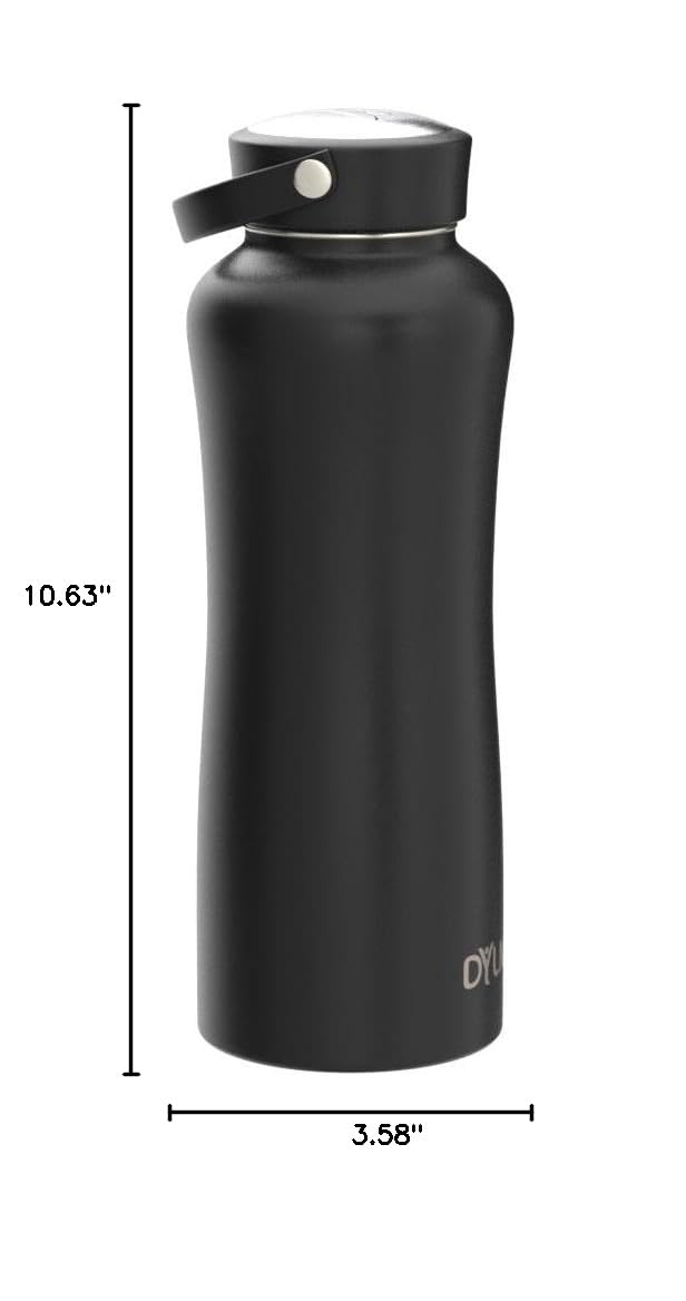 DYLN Hydrogen Water Bottle 40 oz Black Stainless Steel Alkaline Water (Black / 1.2 L)