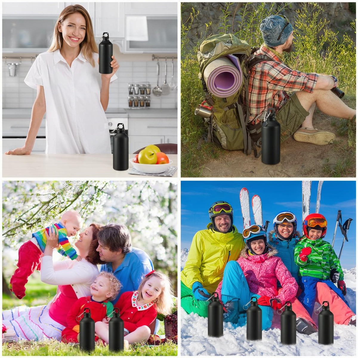 30 Pcs Aluminum Water Bottles Bulk Reusable Bottles (Black)