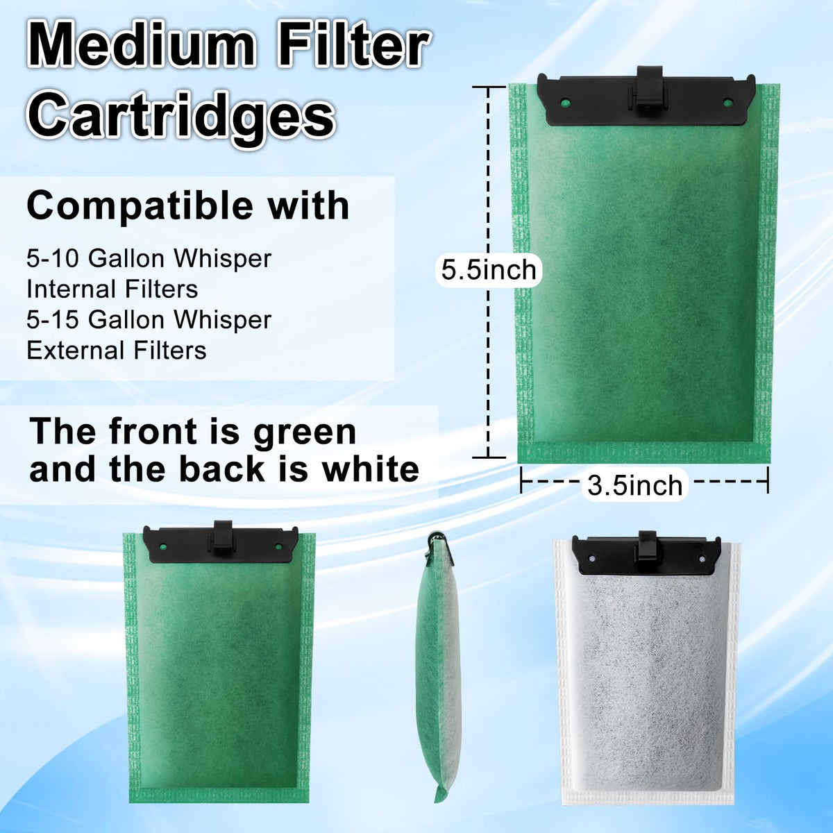 10 Pack Medium Filter Cartridges Replacement Compatible with Whisper 10i (10 Pack Medium)