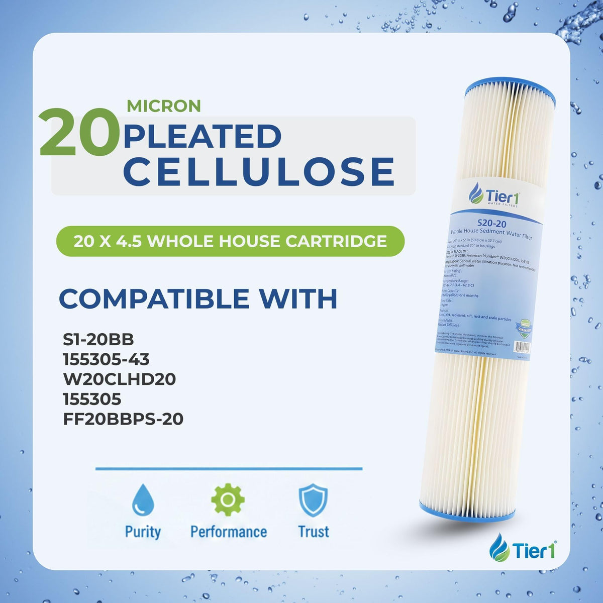 20 Micron 4.5" × 20" Filter Replaces 155305 (20 Micron / 25 Pack)