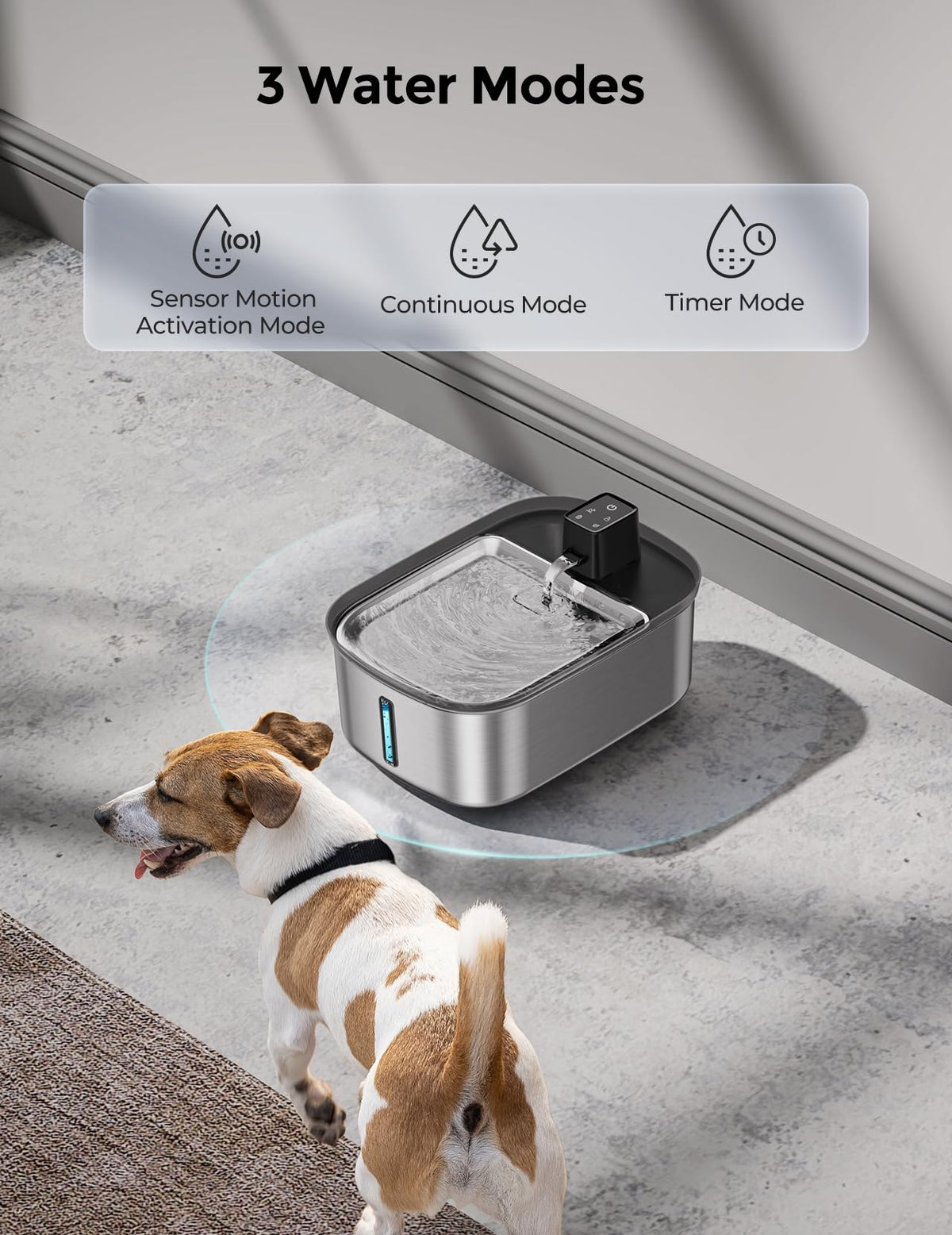 7.5l Wireless Dog Water Fountain Stainless Steel with 6pcs Filters (7.5L+6 Filters + 6 Sponges)