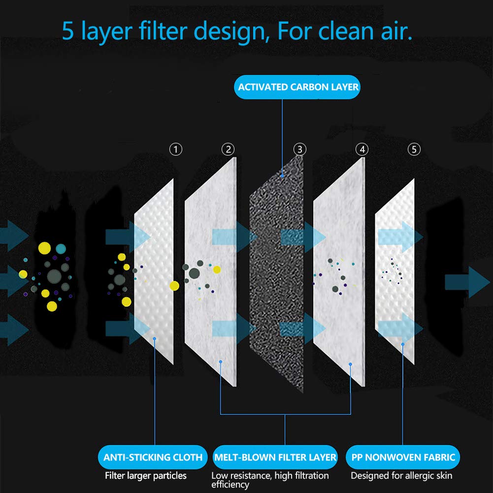 12 PCS PM2.5 Activated Carbon Face Mask Filter for Adults (For Adults)