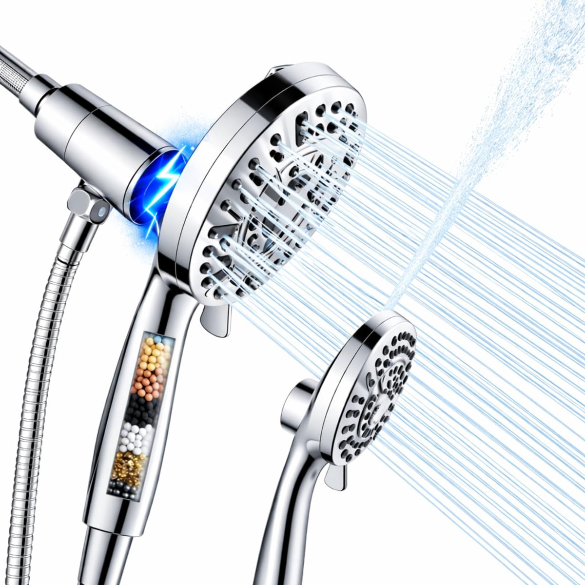 Magnetic Handheld Shower Head with Filter (Silver)