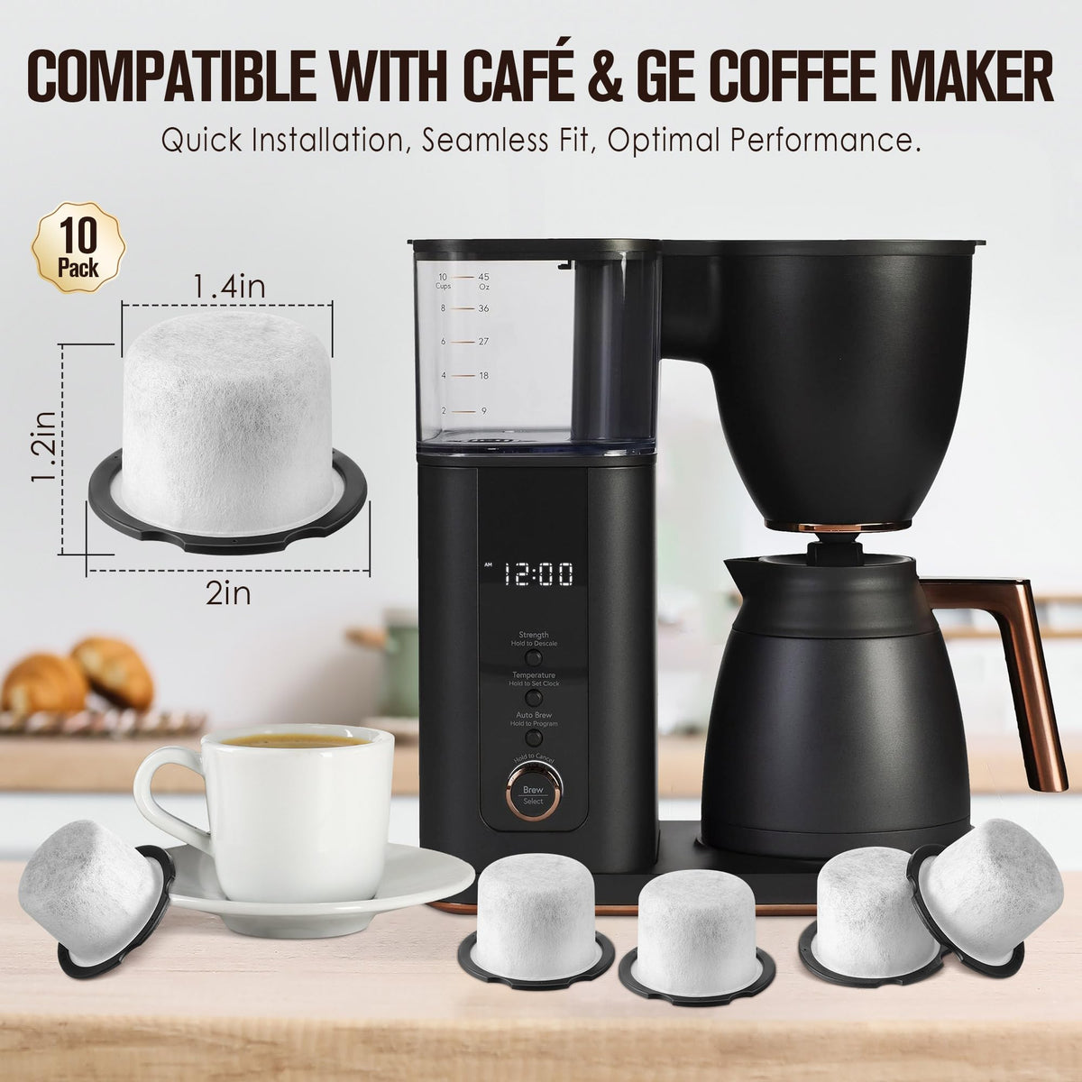 10 Pack Coffee Water Filter Compatible with Cafe and GE Profile